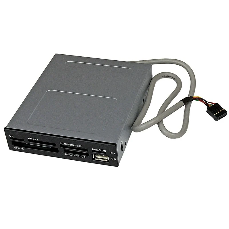 StarTech Front Bay 22-in-1 USB 2.0 Internal Multi Media Memory Card Reader, Black, 3.5"