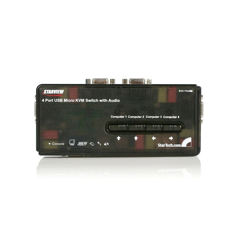 StarTech Black USB KVM Switch Kit with Cables and Audio, 4 Port