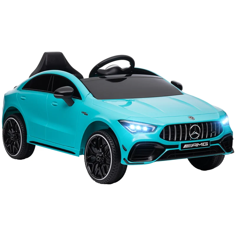 Qaba - Mercedes-Benz AMG CLA 45 voiture électrique sous licence 12V à chevaucher - bleu clair