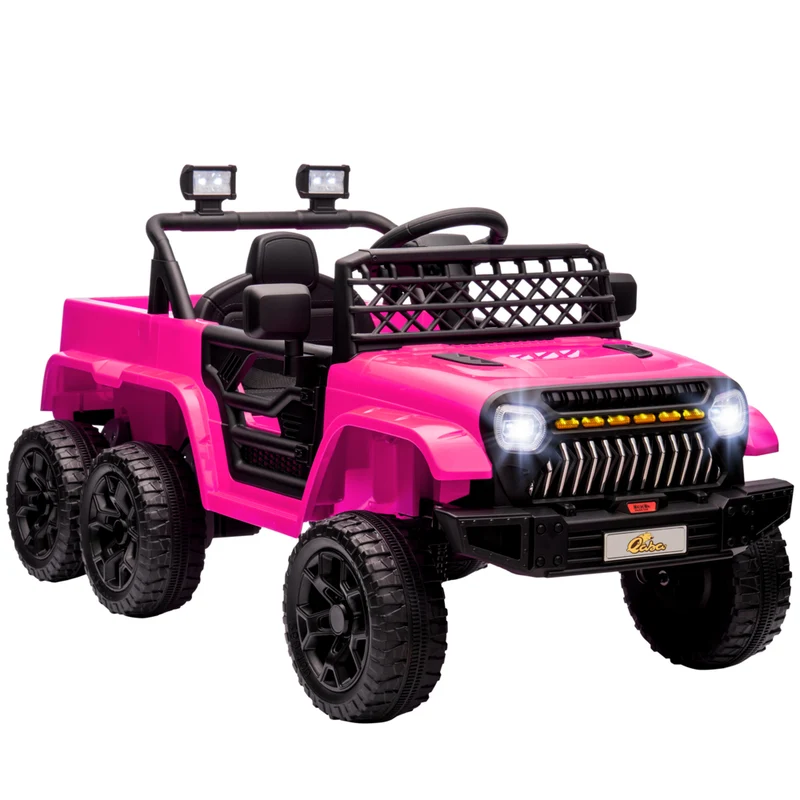 Qaba - Voiture RC électrique pour enfants 12V 7A avec commutateur 4WD/2WD - rose