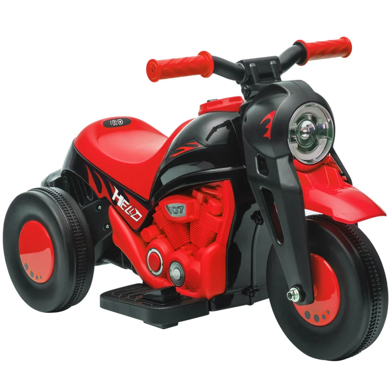 Qaba 3 Wheels 6V Kids Electric Motorcycle with LED Headlight - Black