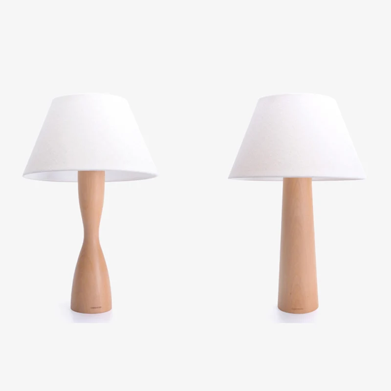 Decent Living - Lot de 2 lampes de table en hêtre - W et M