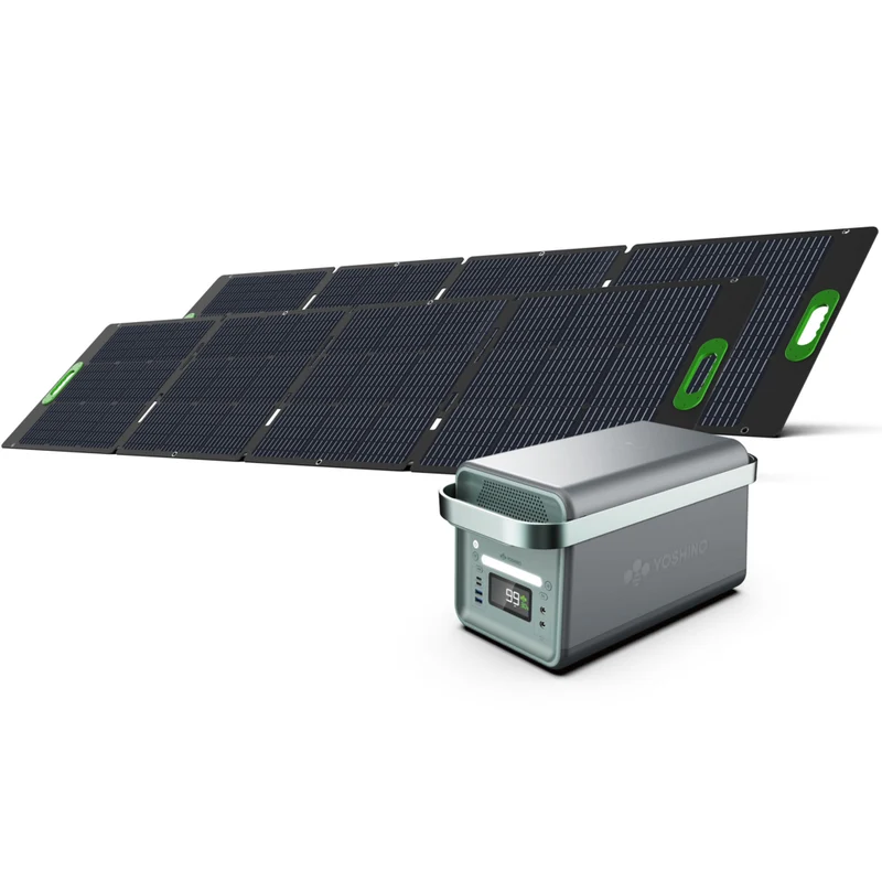 Yoshino Solid-State Portable 2,000W Solar Generator with 2x200W Portable Solar Panels