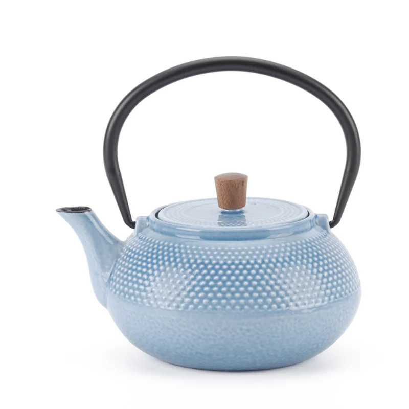 Minimal - Théière en fonte émaillée Minimal - Dot Bleu - 0,6 L