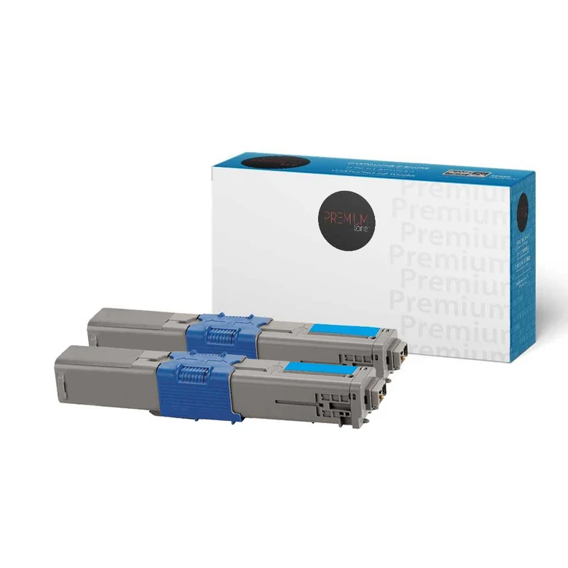 Premium Tone - Okidata 44469703 Toner compatible - Cyan - Paquet de 2