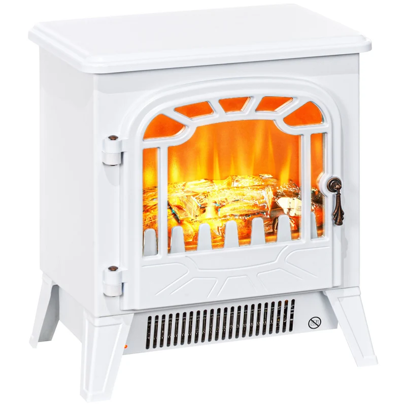 HOMCOM 14" 750/1500W Freestanding Electric Fireplace Heater - White