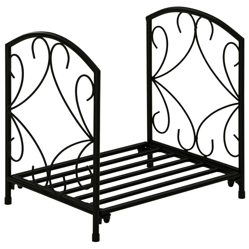 Outsunny - Porte-bûches extérieur- support à bûches en métal 16 po- noir