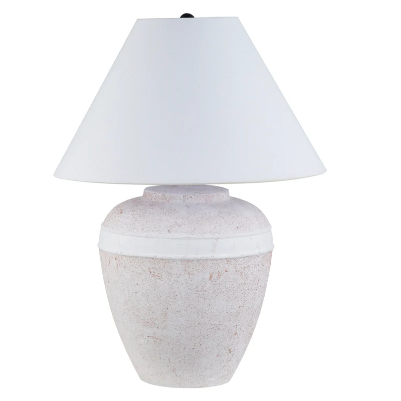 Hudson&Canal Chiara 23" Tall Ceramic Table Lamp with Fabric Shade - White Terracotta/White