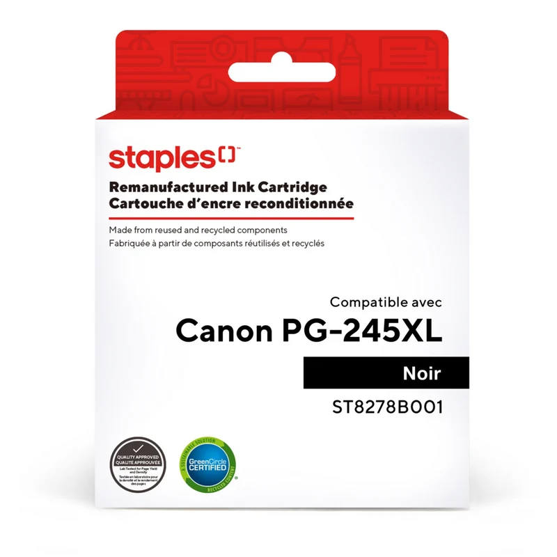 Staples Canon PG-245XL Remanufactured Inkjet Cartridge - High Yield - Black