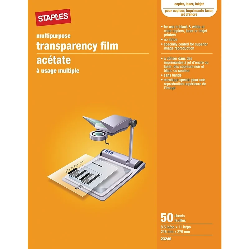 Staples Multipurpose Transparency Film, 50-Pack