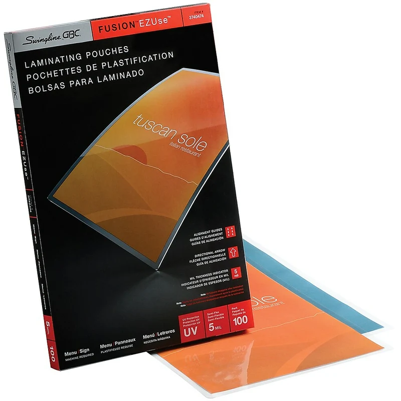 Swingline GBC Poches de plastification thermique Clear Fusion EZUse LongLife Speed longue durée - 5 mil - menu - paquet de 100