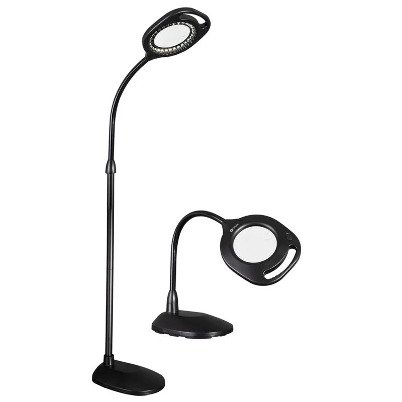 OttLite 2-in-1 LED Magnifier Floor/Table Light - Clearsun - Black