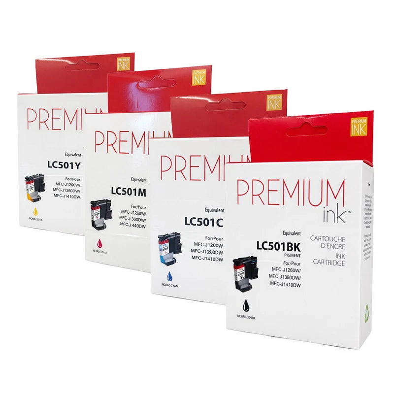 Premium Ink Brother LC501 4-Pack Alternative Ink Cartridge - Standard Yield - Black/ Combo Colour