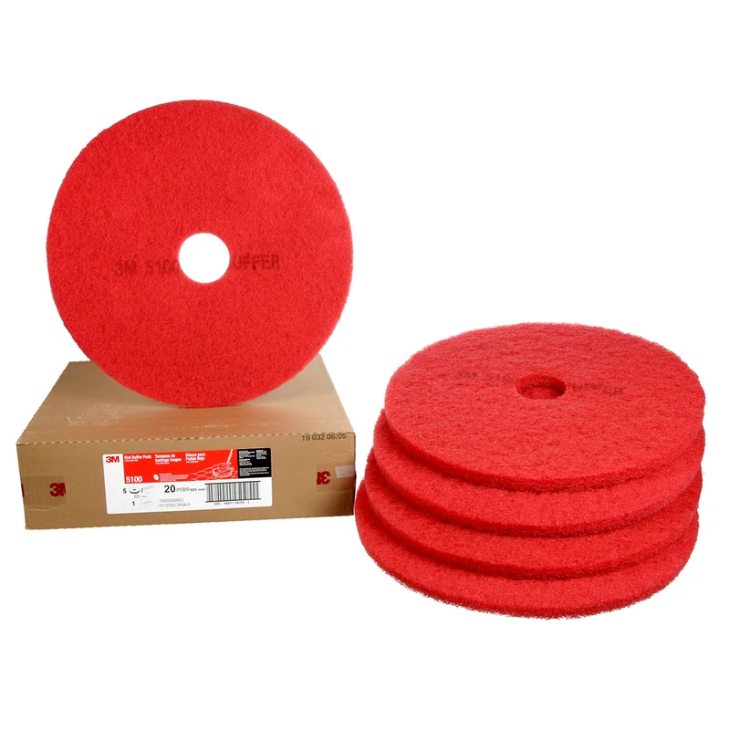 3M Professional Floor Cleaning Pads for Spray Buffing - Red - 20" - 5 Pack