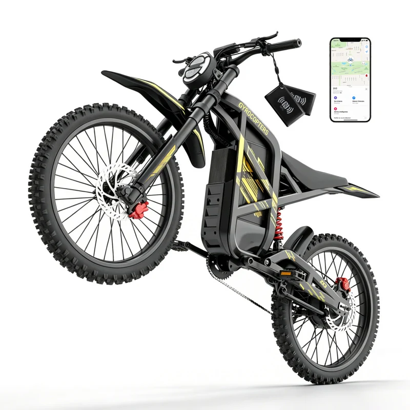 Gyrocopters - Moto électrique tout-terrain pour adultes ZX3 - Vitesse 60 km/h, autonomie 161 km - Jaune