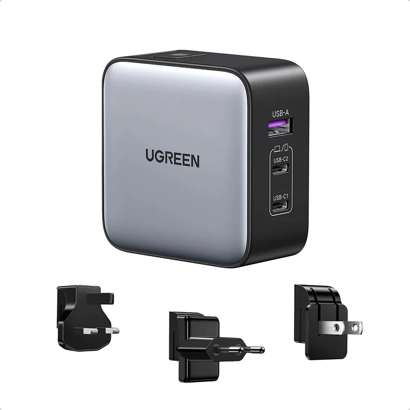 UGREEN 65W GaN Worldwide Travel Fast Charger - 1x USB-A/2x USB-C