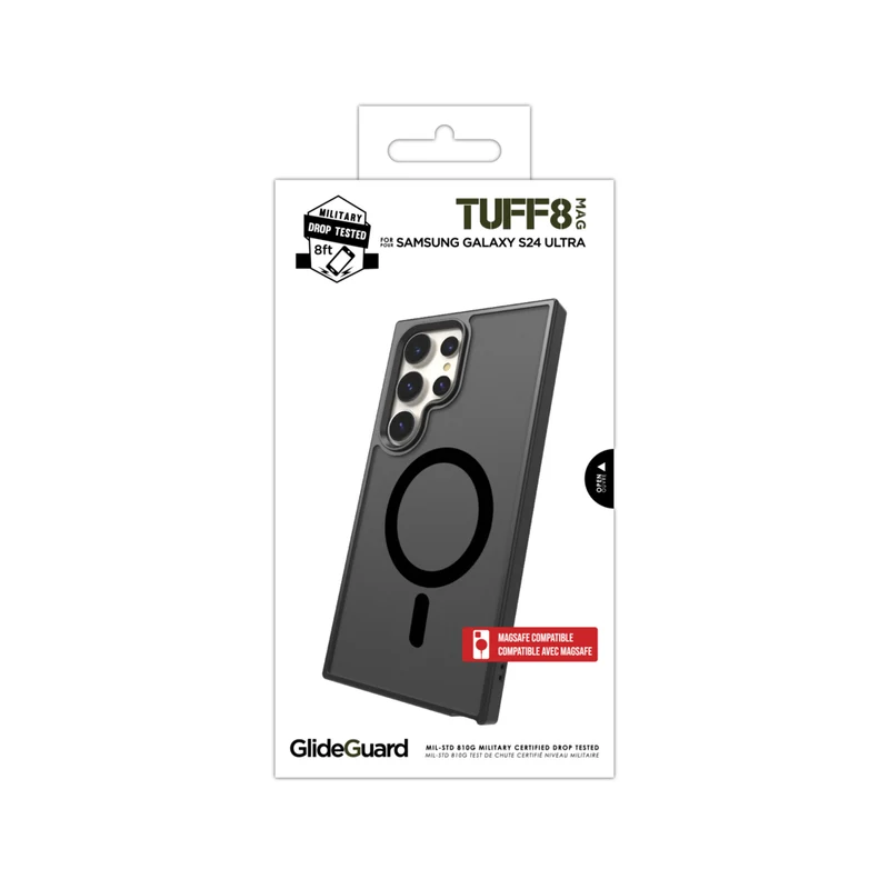TUFF8 - Coque Robuste GlideGuard - Samsung Galaxy S24 Ultra - Noir Fumée