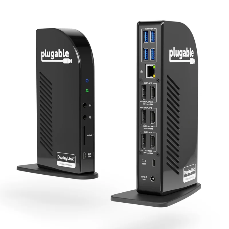 Plugable USB-C TRIPLE 4K Monitor Docking Station with 100 W Laptop Docking Station