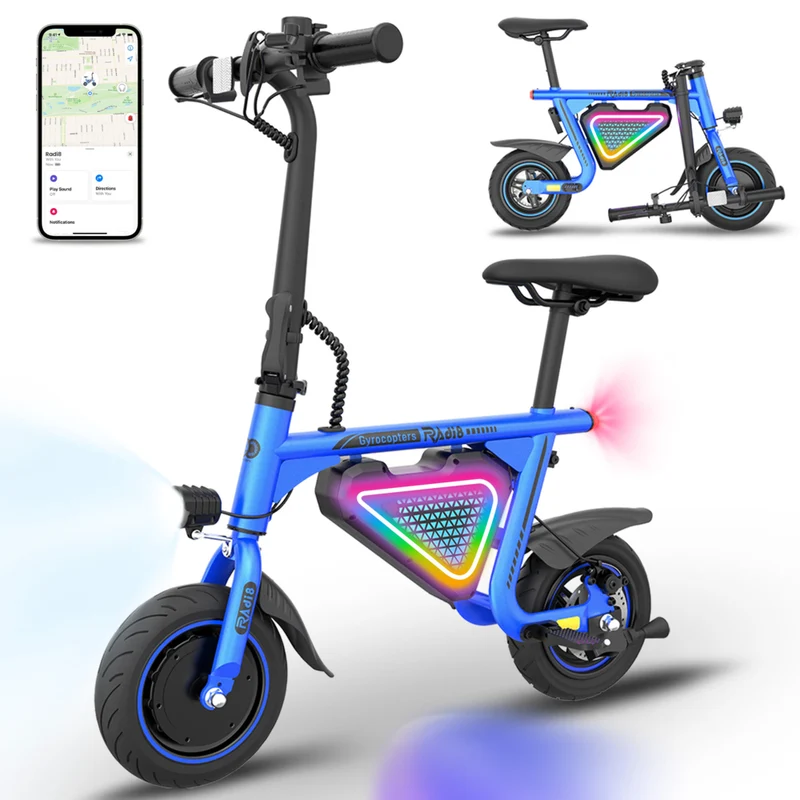Gyrocopters Radi8 Electric Scooter for Kids - Speed 25 kmph - Range 20 km - LED Lights - Blue