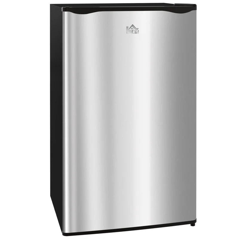 HOMCOM Mini Fridge with Freezer and Reversible Door for Bedroom - Silver