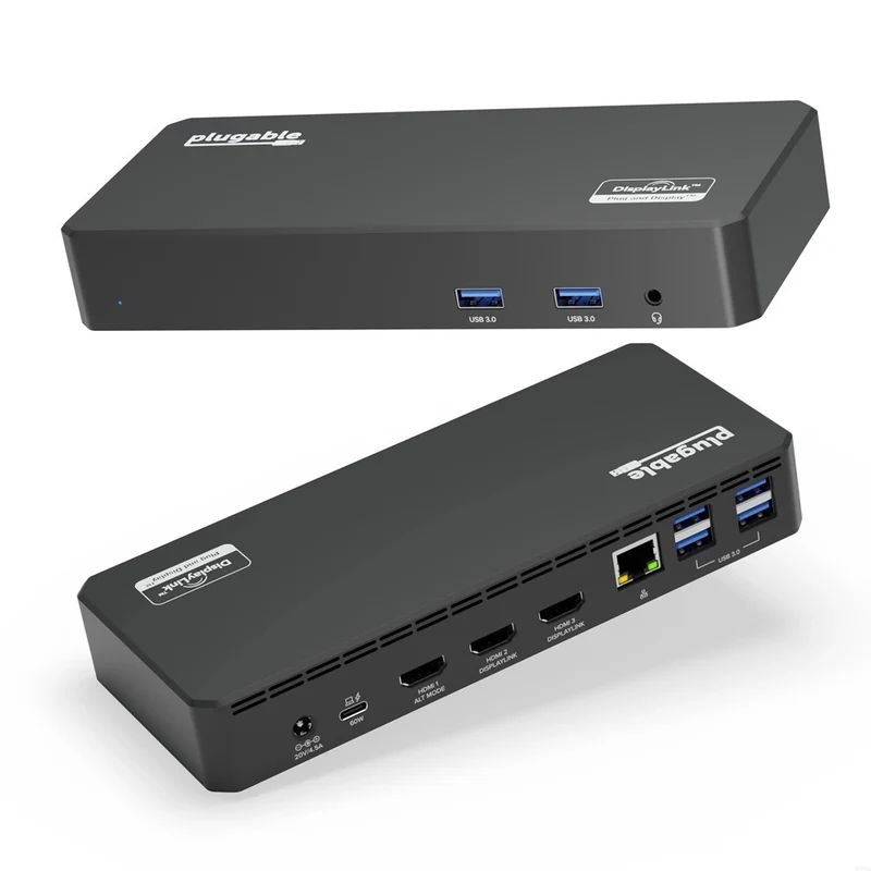 Plugable 100 W Triple Display Laptop Docking Station with USB-C