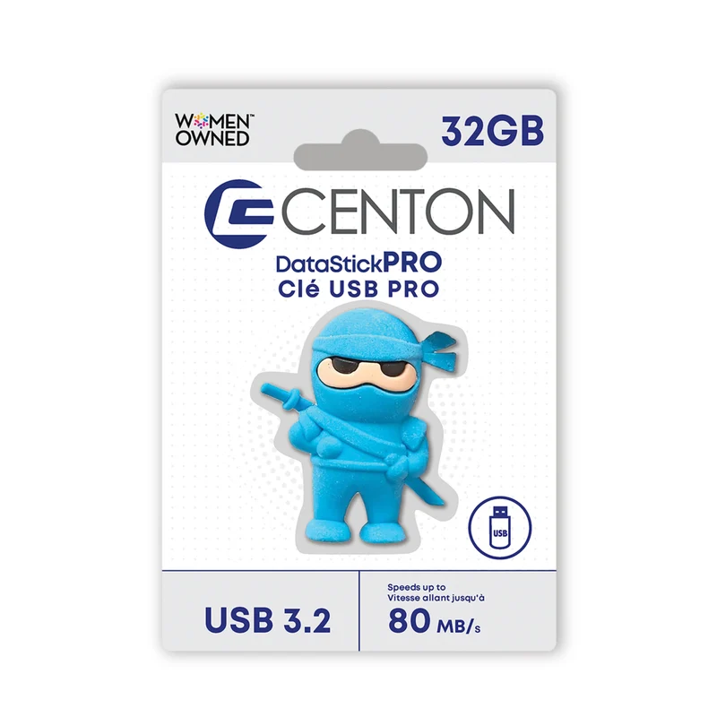 Centon Ninja USB Flash Drive - USB 3.2 Gen1 - 32G - Blue