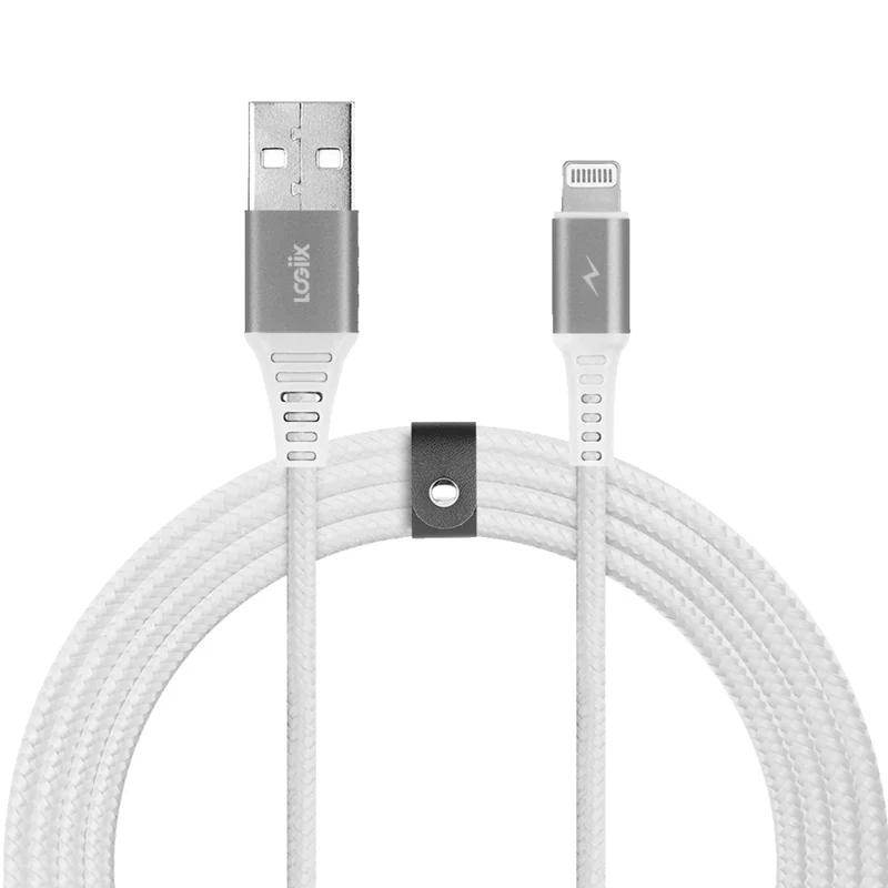 LOGiiX - Piston Connect Braid Eco USB-A vers Lightning - Argent Blanc