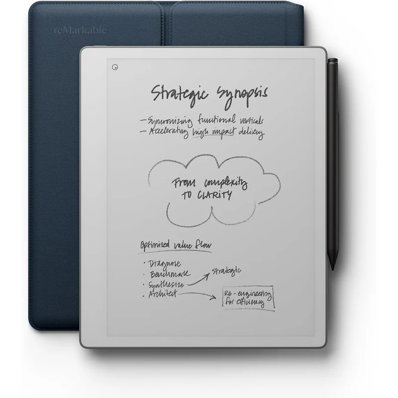 reMarkable Paper Pure 10.3 inch with Marker Plus and Sleeve Folio Polymer Weave - Ocean Blue