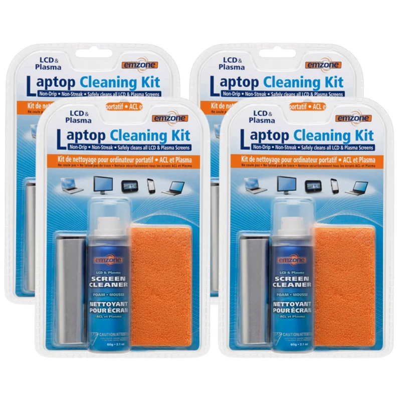 Emzone Screen Cleaner No Drip Foam With Cloth - 400 g - 4 Pack