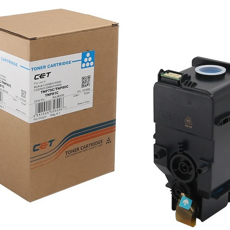 CET Konica Minolta Bizhub C3300i/3320i/3351i/4001i/4050i TNP79C/TNP80C/TNP81C Toner Cartridge - Standard Yield - Cyan
