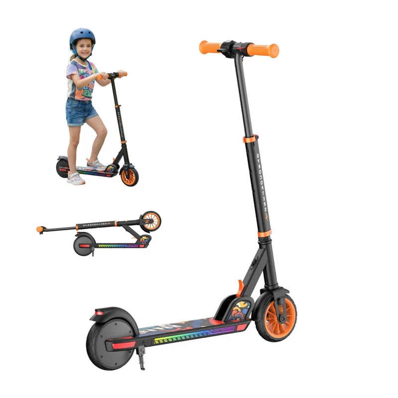 Gyrocopters - Trottinette électrique pour enfants Flash KidZ - Vitesse 19 km/h - Autonomie 11 km - Éclairage LED - Orange