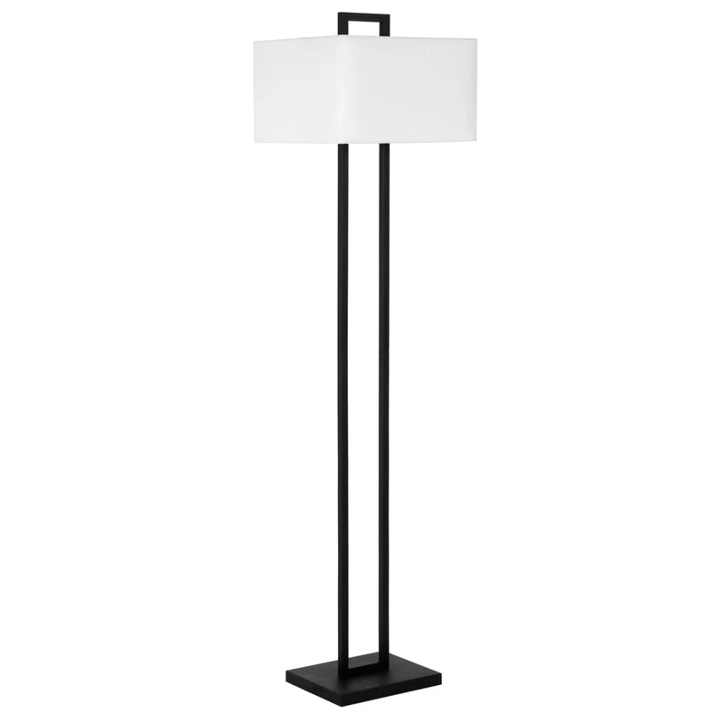 Hudson&Canal Adair 68" Tall Floor Lamp with Fabric Shade - Blackened Bronze/White