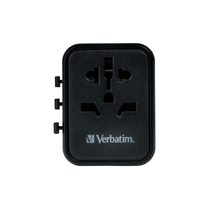 Verbatim - 20W Adaptateur de voyage universel - 3,50 po l x 2,20 po l x 4,10 po H - Noir