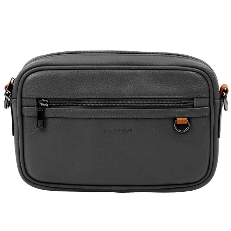 CHAMPS Onyx Collection Leather Camera Bag - Black