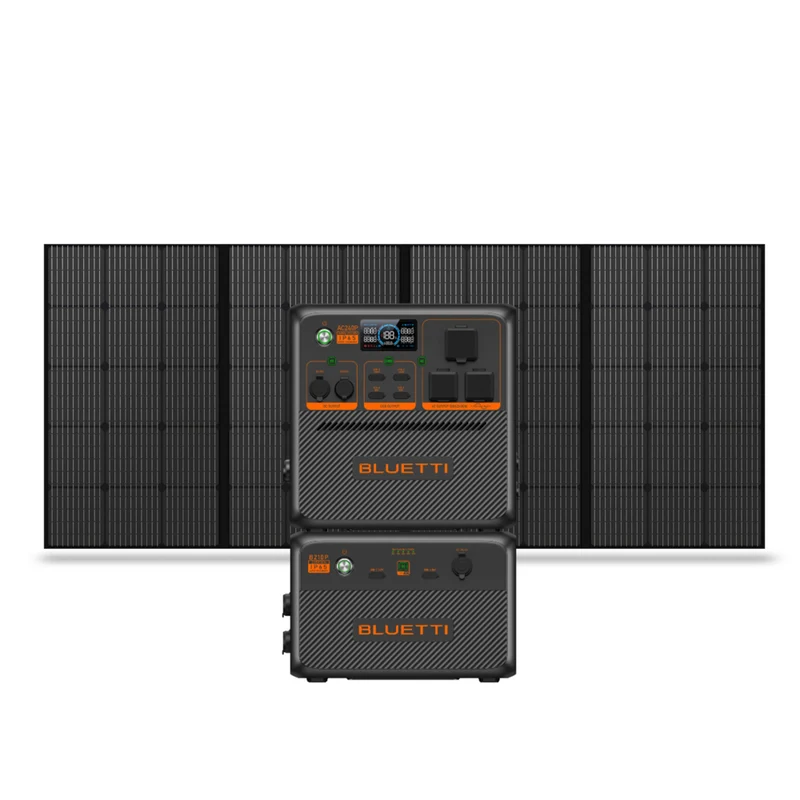 Bluetti - Centrale électrique portative Premium Series AC240P, batterie d’extension B210P avec ensemble de panneaux solaires PV350