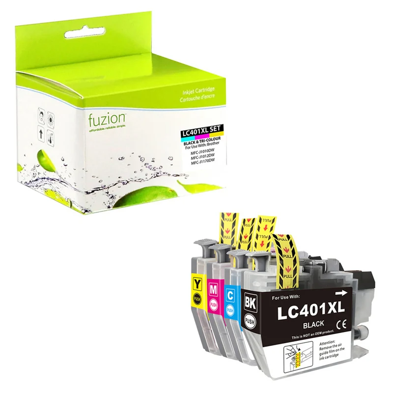 fuzion Brother LC401XL Ensemble De Cartouches D'Encre Compatible - Haut Rendement - Noir/Cyan/Magenta/Jaune