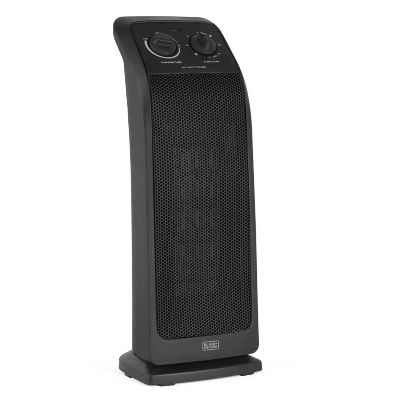 BLACK+DECKER Oscillating Ceramic Tower Heater & Fan Combo - Black