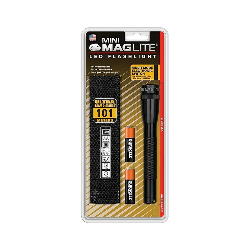 Maglite LED 2-Cell AA Flashlight with Belt Holster, Black (SP2201H)