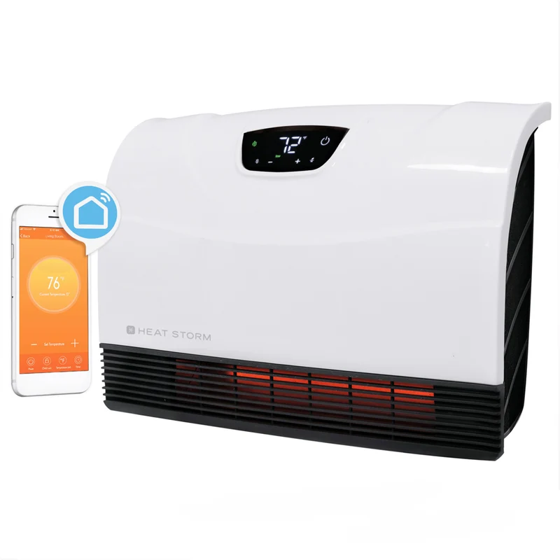 Heat Storm Phoenix Deluxe Infrared Floor or Wall-Mount Touch Screen 1500W Heater with Wifi