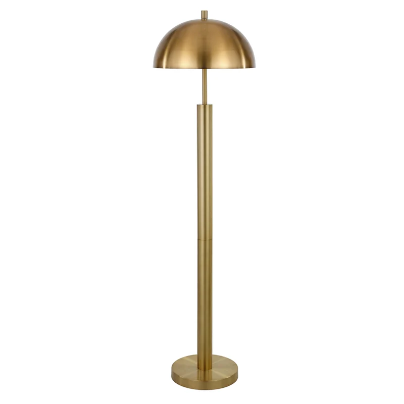 Hudson&Canal - Lampadaire York 58" de haut avec abat-jour en métal - Laiton/laiton