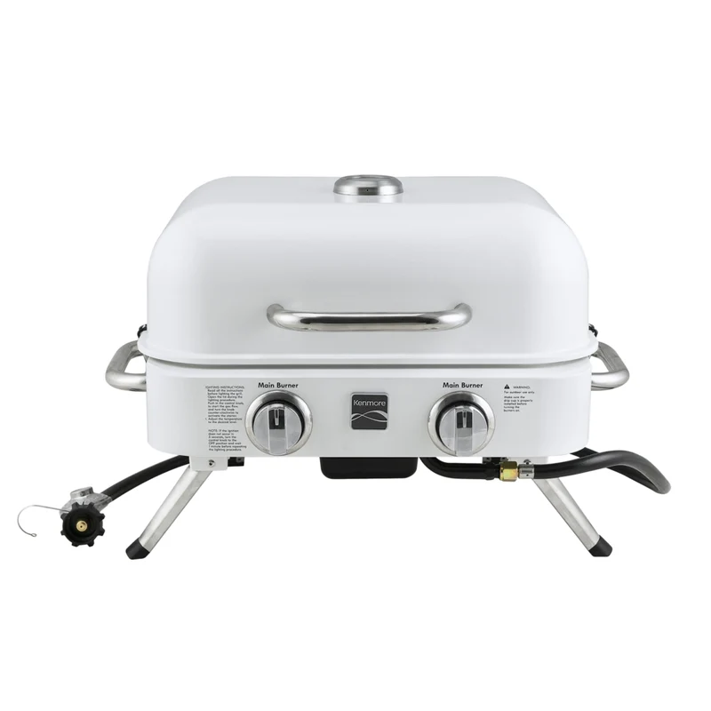 Kenmore 2 Burner Retro Tabletop Gas Grill - Pearl