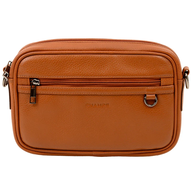 CHAMPS Onyx Collection Leather Camera Bag - Brown